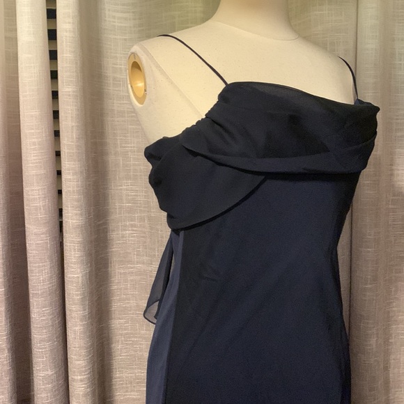 Alyn Paige navy chiffon full length dress - Picture 2 of 7